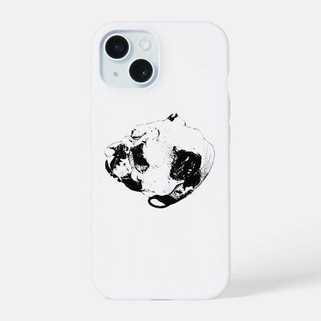 Coque iPhone 15 Humeur calme Bouledogue (Verso)