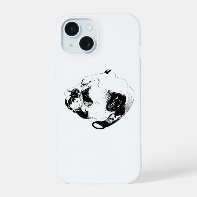 Coque iPhone 15 Humeur Chaleureuse Bouledogue (Verso)