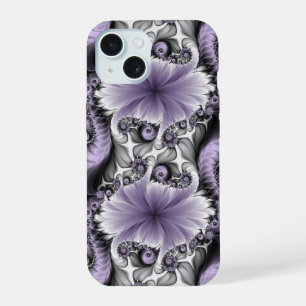 Coque iPhone 15 Illusion de lilas Art floral abstrait fractal Fant