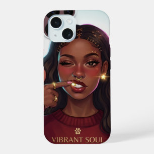 Coque iPhone 15 Illustration de beauté afro Vibrant Soul