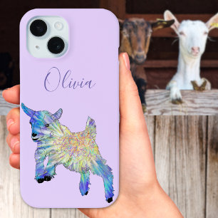 Coque iPhone 15 Illustration de chèvre naine mignonne ajouter Nom