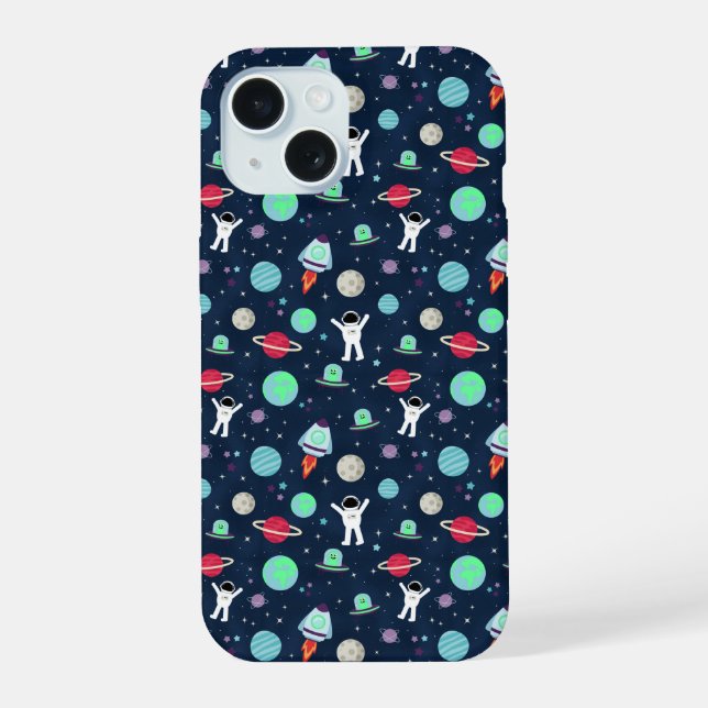 Coque iPhone 15 Illustration de motif spatial (Verso)