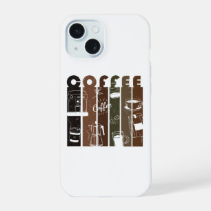 Coque iPhone 15 Illustration de typographie de café vintage dessin