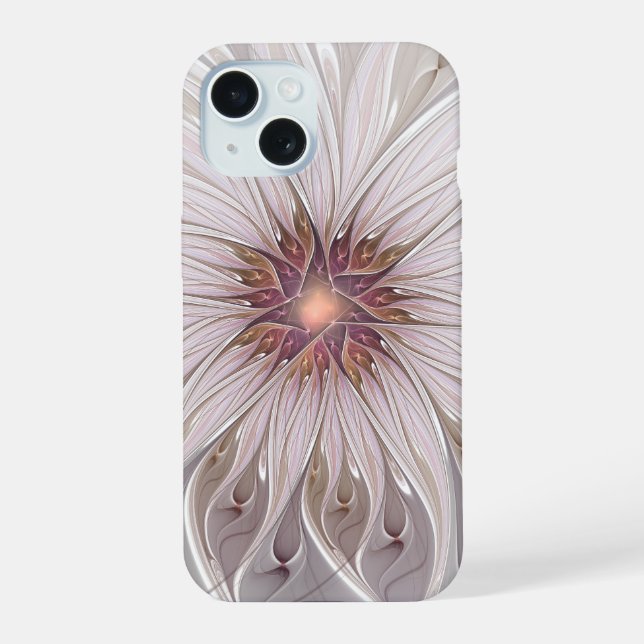 Coque iPhone 15 Imaginaire Floral, Abstraite Fleur Pastel Moderne (Verso)