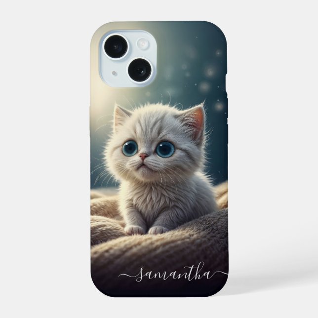 Coque iPhone 15 Imaginaire mignon bébé Kitty Chat Lover personnali (Verso)