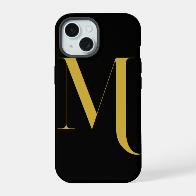 Coque iPhone 15 Impression de monogramme extra large unique (Verso)