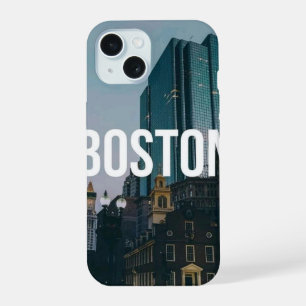 Coque iPhone 15 Impression de paysage urbain vintage de Boston - A