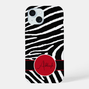Coque iPhone 15 Impression Zèbre Noir, Blanc, Rouge
