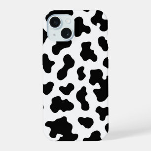 Coque iPhone 15 Imprimé cuir de vache noir et blanc