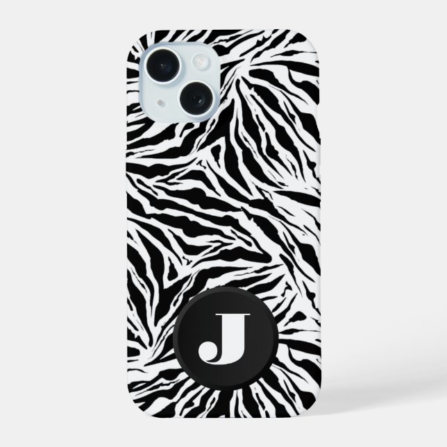 Coque iPhone 15 Imprimé Zèbre Monogrammé (Verso)