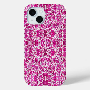 COQUE iPhone 15 IMPRIMER ARTISANAT TROPICAL VINTAGE ROSE