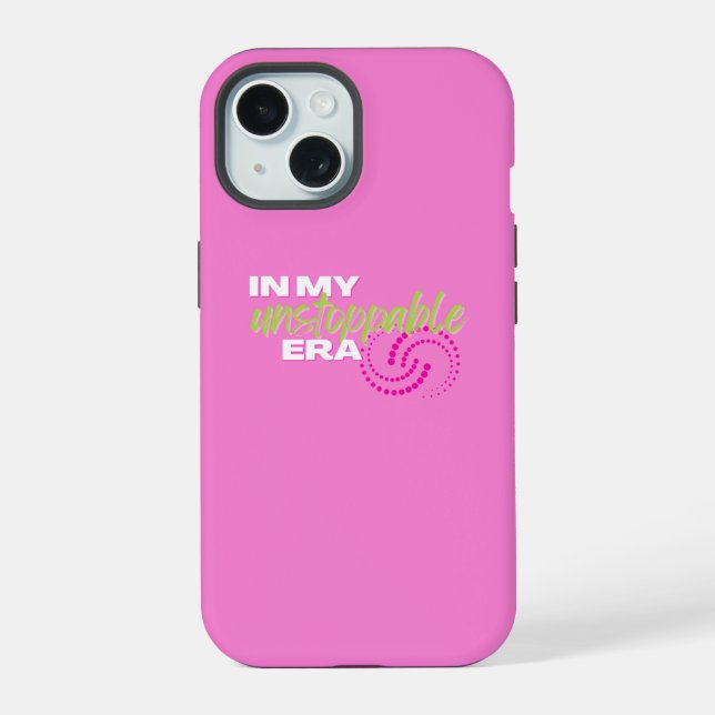 Coque iPhone 15 Inarrêtable, Dans mon époque imparable, Preppy, ro (Verso)