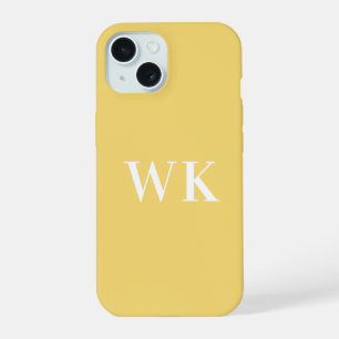 Coque iPhone 15 Initiales Monogramme Moderne Minimaliste Jaune