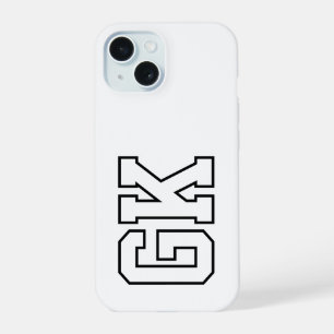 Coque iPhone 15 Initiales Monogramme Noir Blanc Moderne