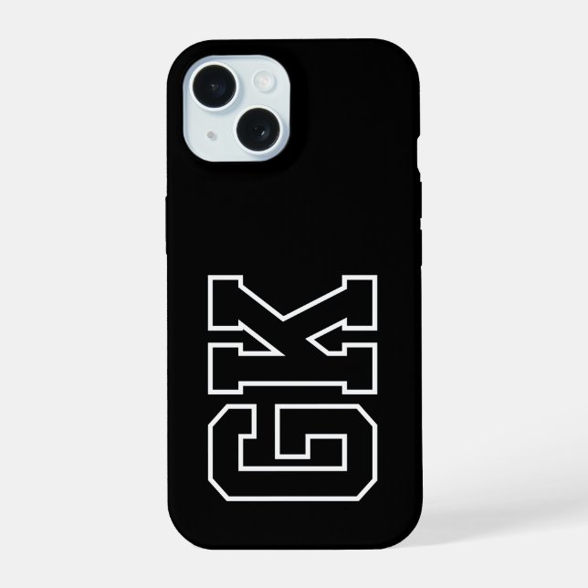 Coque iPhone 15 Initiales Monogramme Noir Blanc Moderne (Verso)
