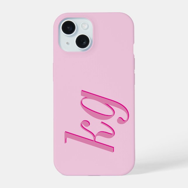 Coque iPhone 15 Initiales Monogramme Rose Élégant Moderne (Verso)