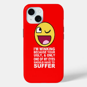 Coque iPhone 15 Insulte offensive clignant de l'œil parce que vous