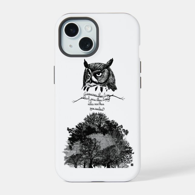 Coque iPhone 15 Introvert Empath Owl sagesse illustré citation d'e (Verso)