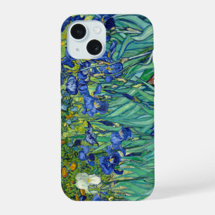 Coque iPhone 15 Iris Vincent van Gogh Peinture de champ de fleurs