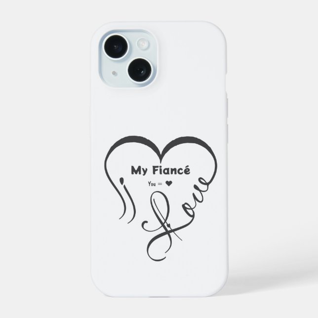 Coque iPhone 15 J'aime mon fiancé • Vous = ♥ 🫳🏻💍 (Verso)