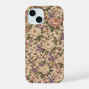 Coque iPhone 15 Jardin de roses botaniques vintage et motif papill