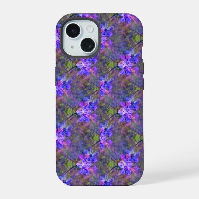 Coque iPhone 15 Jardin de violettes...... (Verso)