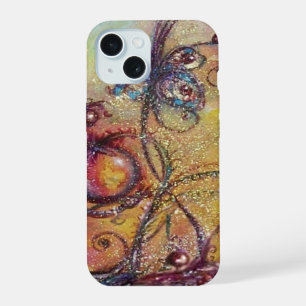 COQUE iPhone 15 JARDIN DES OMBRES PERDUES -PLANTE PAPILLON MAGIQUE