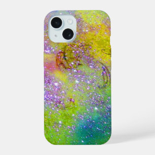 Coque iPhone 15 JARDIN DES OMBRES PERDUES - violet,jaune,vert
