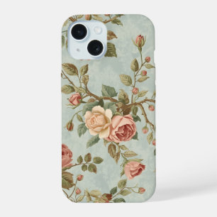 Coque iPhone 15 Jardin Romantique de Roses Vintage