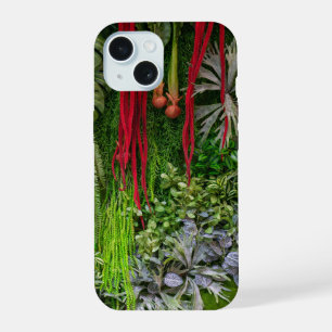 Coque iPhone 15 Jardin Vertical Tropical Motif de Mousse et de Feu