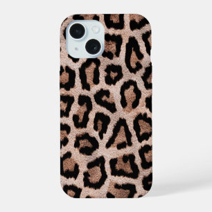 Coque iPhone 15 Jaune Brun Noir Léopard Animal