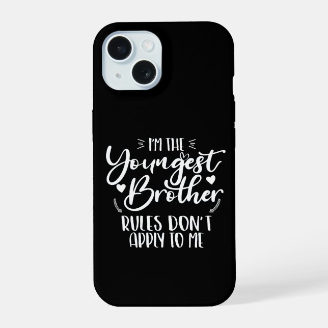 Coque iPhone 15 Je suis le plus jeune frère Frère sarcastique Cool (Verso)