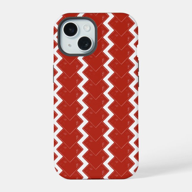 Coque iPhone 15 Jeu de carrés rouges (Verso)