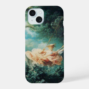 Coque iPhone 15 JEUNE FEMME SUR LA BALANÇOIRE DANS LA NATURE Verte