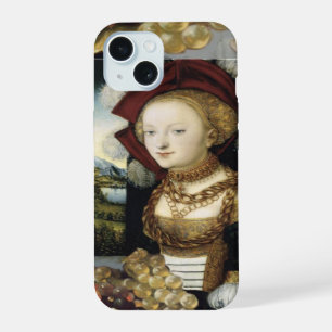 COQUE iPhone 15 JEUNE FILLE, RAISINS ET VIN DE VIGNOBLE ANTIQUE