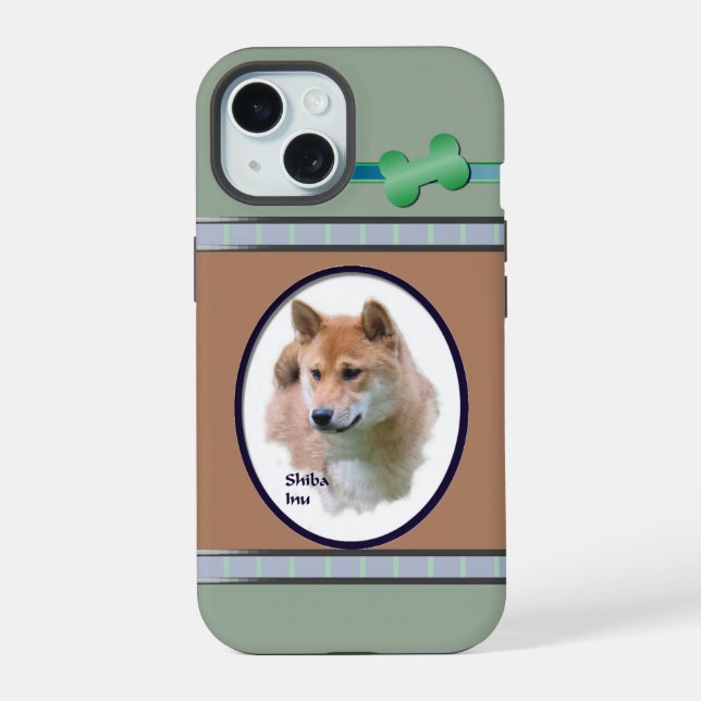 Coque iPhone 15 Joli Art Moderne Shiba Inu Chien (Verso)
