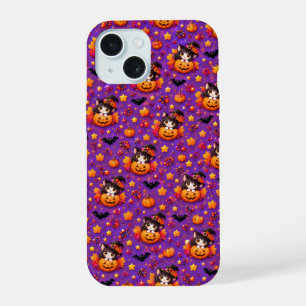 Coque iPhone 15 Joli étui de téléphone Halloween Chat Citrouille V