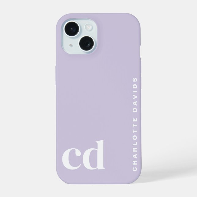 Coque iPhone 15 Joli Monogramme Violet Féminin  (Verso)