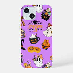 Coque iPhone 15 Joli motif effrayant d'Halloween
