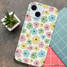 Joli motif floral pastel rose girly jaune