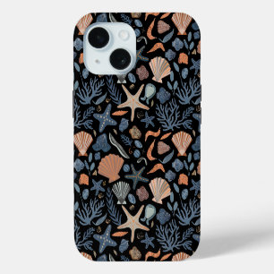 Coque iPhone 15 Jolie aquarelle coquillage corail