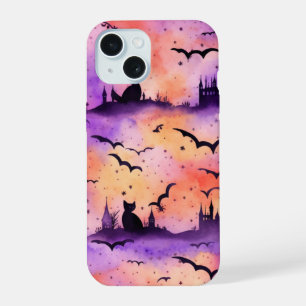 Coque iPhone 15 Jolie chatte Halloween sorcière sur citrouille sai