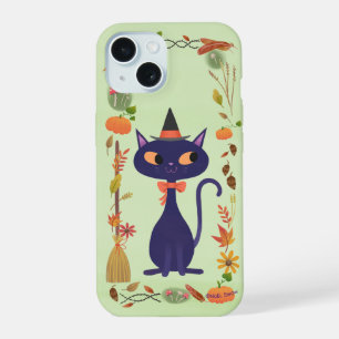 Coque iPhone 15 Jolie chatte sorcière d'Halloween