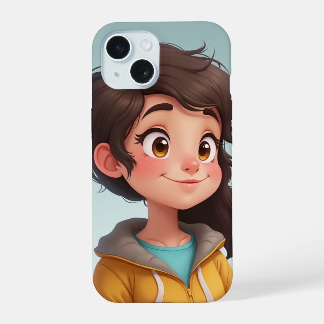 Coque iPhone 15 jolie fille (Verso)