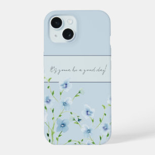 Coque iPhone 15 Jolie fleur bleu aquarelle