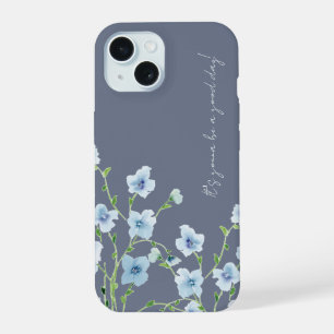 Coque iPhone 15 Jolie fleur bleue aquarelle