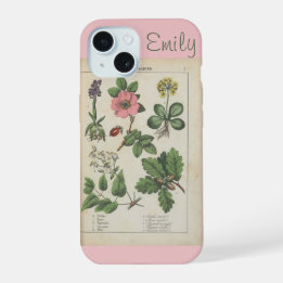 Coque iPhone 15 Jolie Fleur Sauvage Vintage Rose Personnalisée
