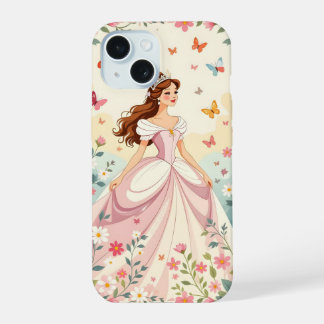 Coque iPhone 15 Jolie princesse avec papillons
