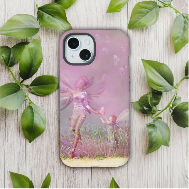 Coque iPhone 15 Jolies Fées Papillon Rose Moderne Féminin (Créateur téléchargé)