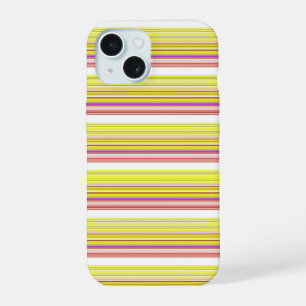 Coque iPhone 15 Jolies rayures blanches jaunes